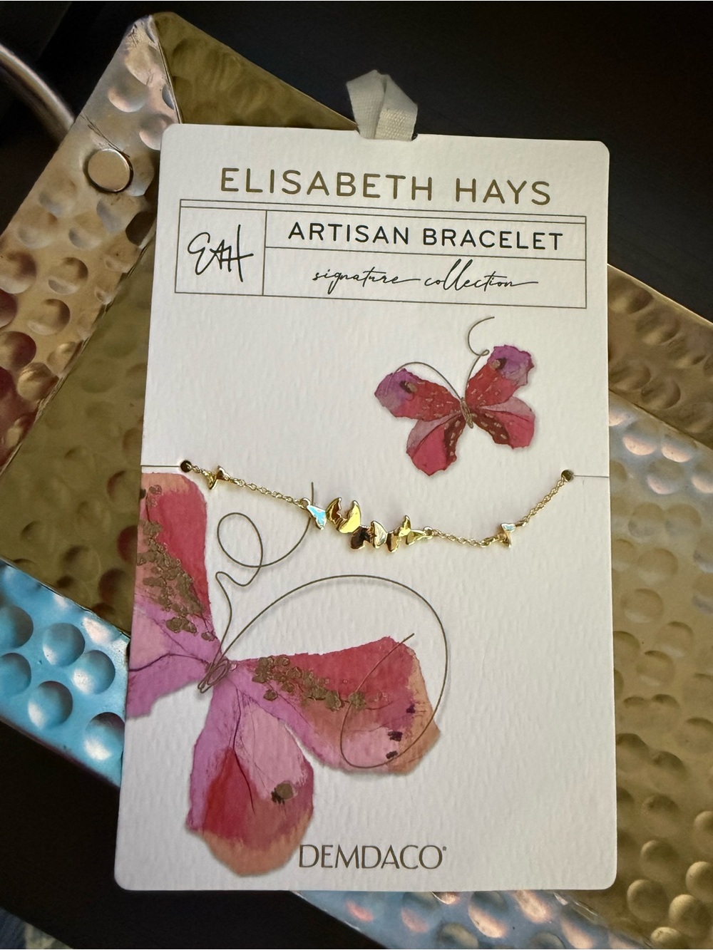 14k‎ Gold-Dipped Butterfly Bracelet Artist Elizabeth Hays Collection adjustable